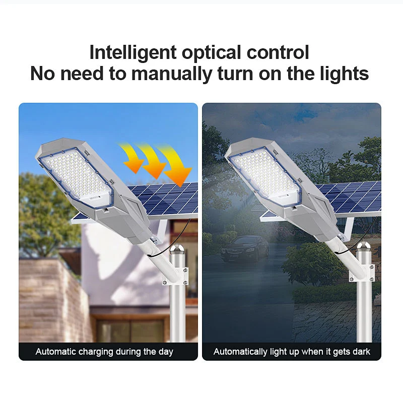 Luz Led Super brillante luz de control óptico inteligente inteligente inteligente de control óptico inteligente IP65 Solar luz de calle al aire libre